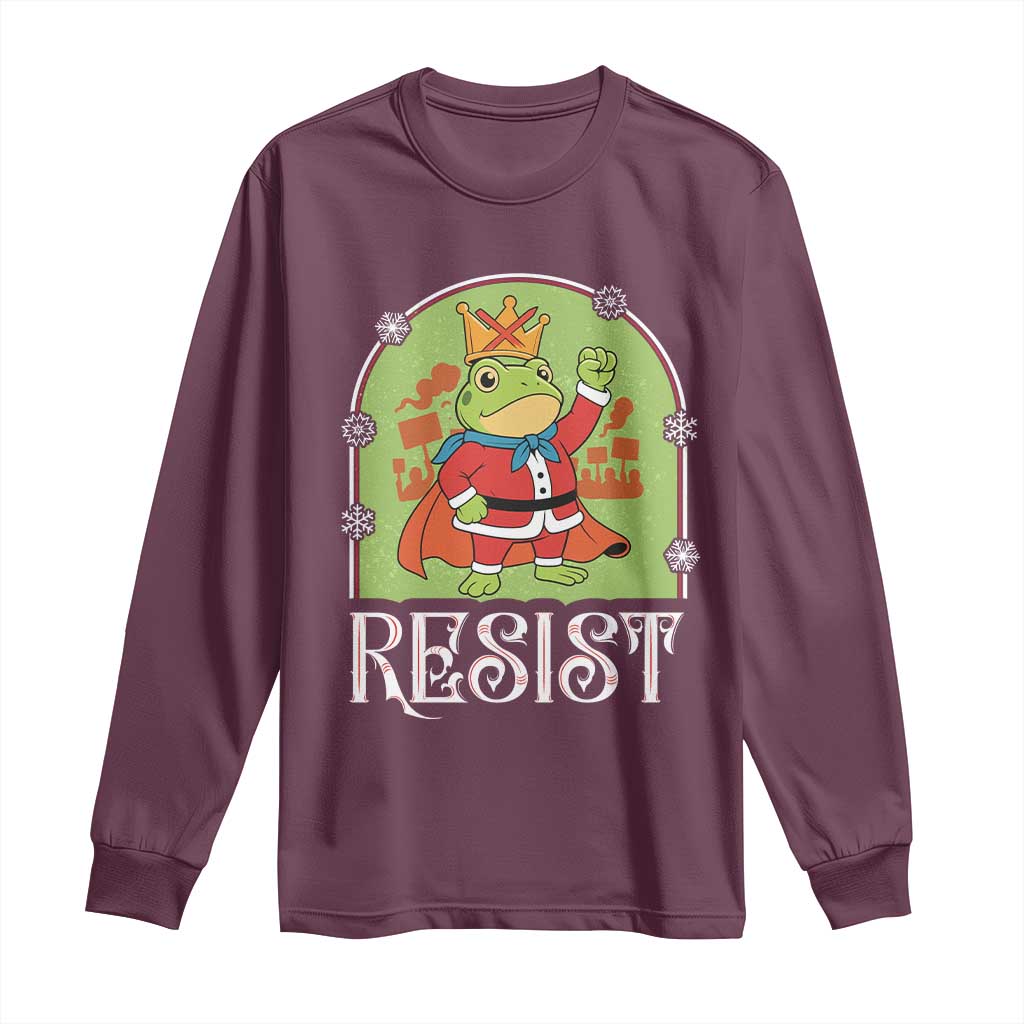 Resist Portland Frog Protest Long Sleeve Shirt Funny No Kings Christmas Gift TS12 Maroon Print Your Wear