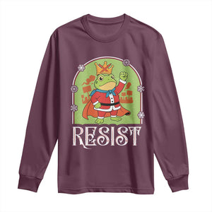 Resist Portland Frog Protest Long Sleeve Shirt Funny No Kings Christmas Gift TS12 Maroon Print Your Wear
