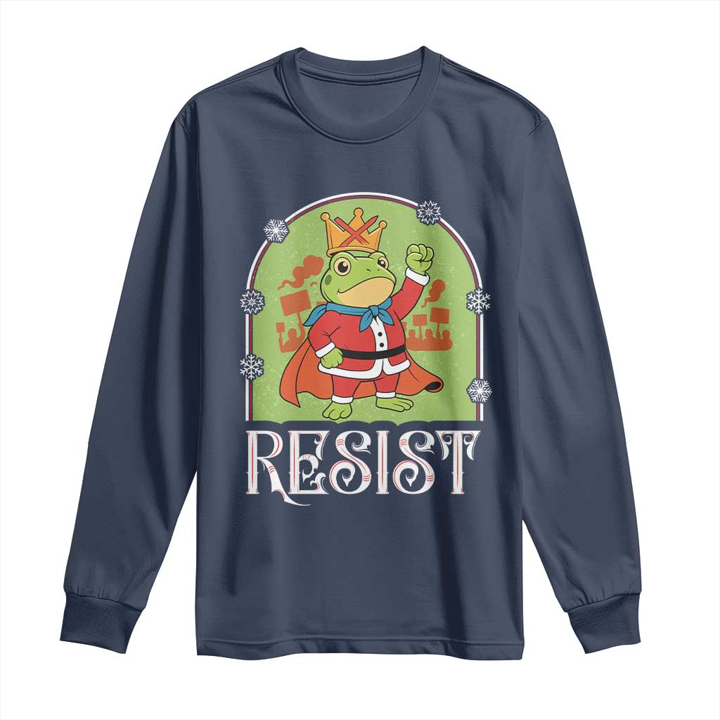 Resist Portland Frog Protest Long Sleeve Shirt Funny No Kings Christmas Gift TS12 Navy Print Your Wear