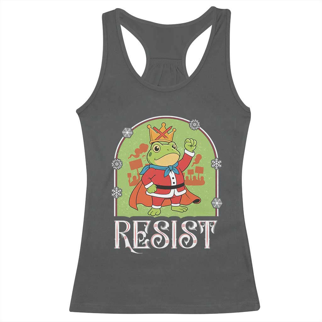 Resist Portland Frog Protest Racerback Tank Top Funny No Kings Christmas Gift TS12 Dark Heather Print Your Wear
