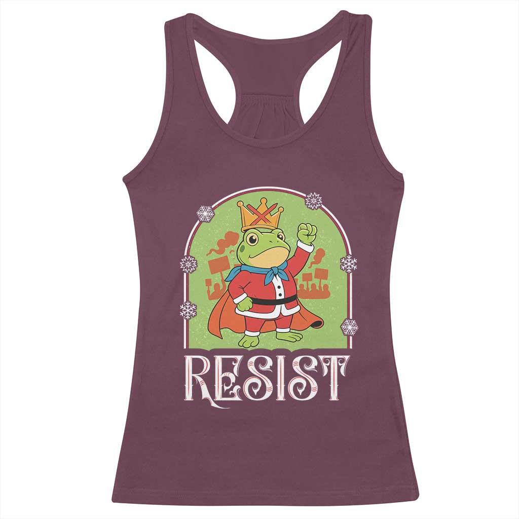 Resist Portland Frog Protest Racerback Tank Top Funny No Kings Christmas Gift TS12 Maroon Print Your Wear