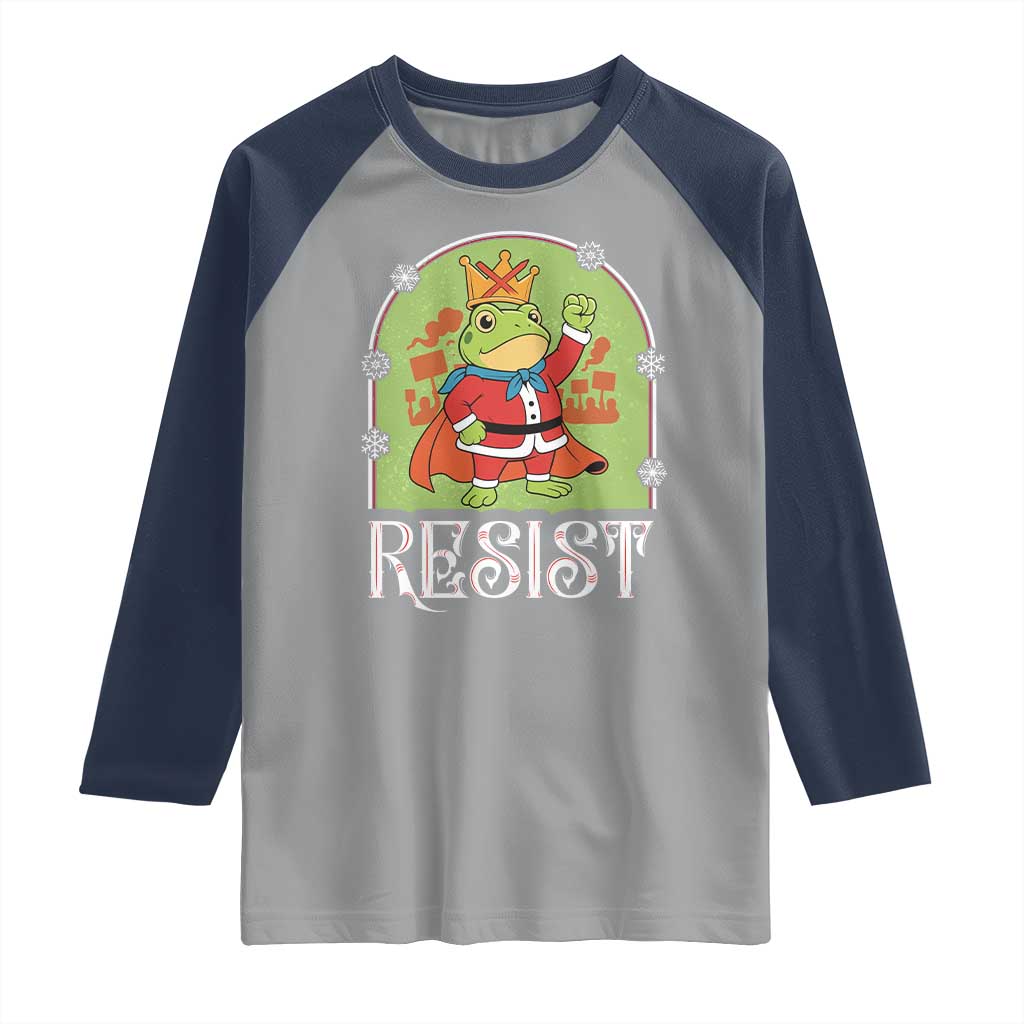 Resist Portland Frog Protest Raglan Shirt Funny No Kings Christmas Gift TS12 Sport Gray Navy Print Your Wear