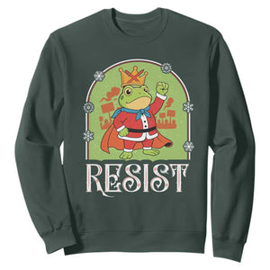 Resist Portland Frog Protest Sweatshirt Funny No Kings Christmas Gift TS12 Dark Forest Green Print Your Wear