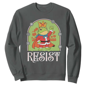 Resist Portland Frog Protest Sweatshirt Funny No Kings Christmas Gift TS12 Dark Heather Print Your Wear