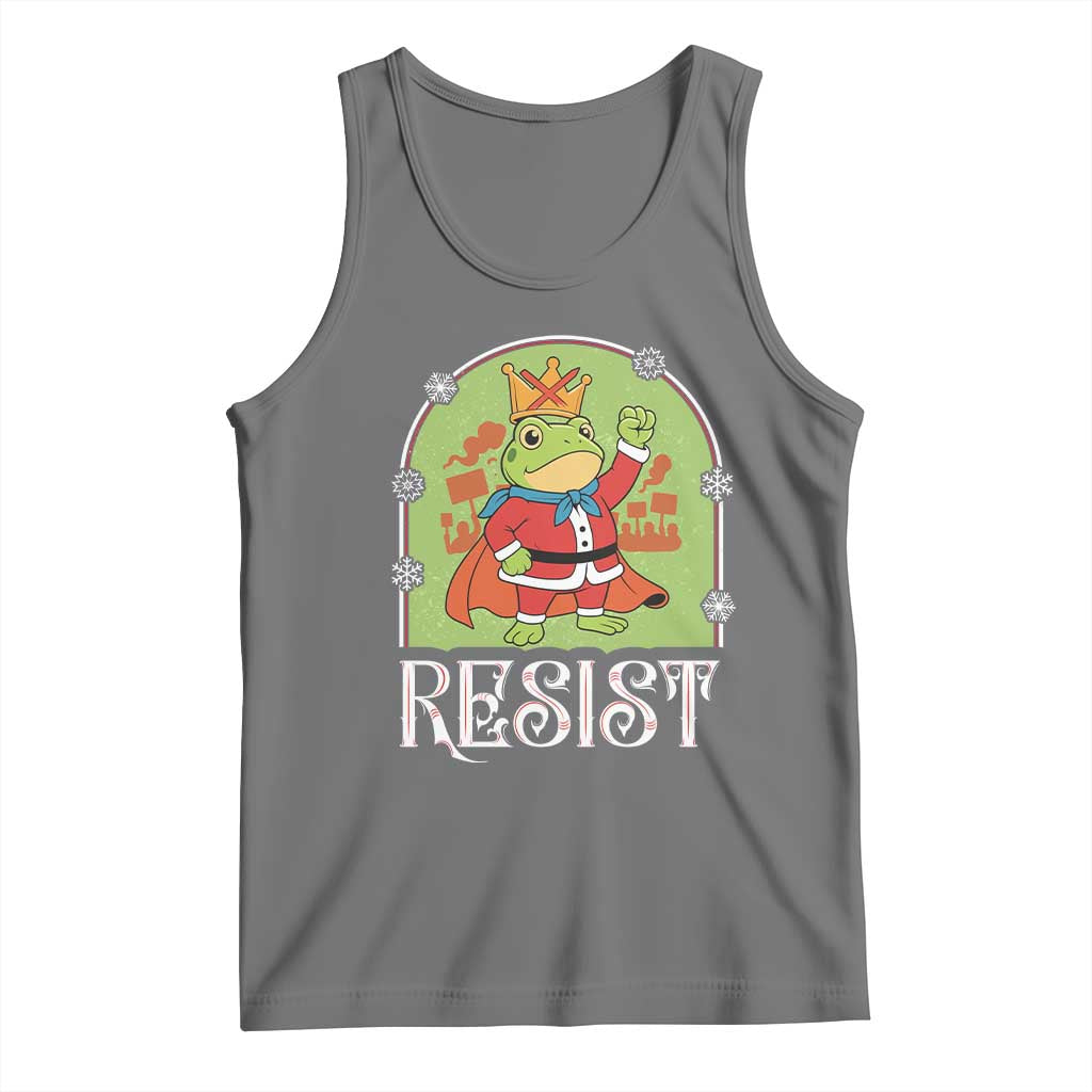 Resist Portland Frog Protest Tank Top Funny No Kings Christmas Gift TS12 Black Heather Print Your Wear