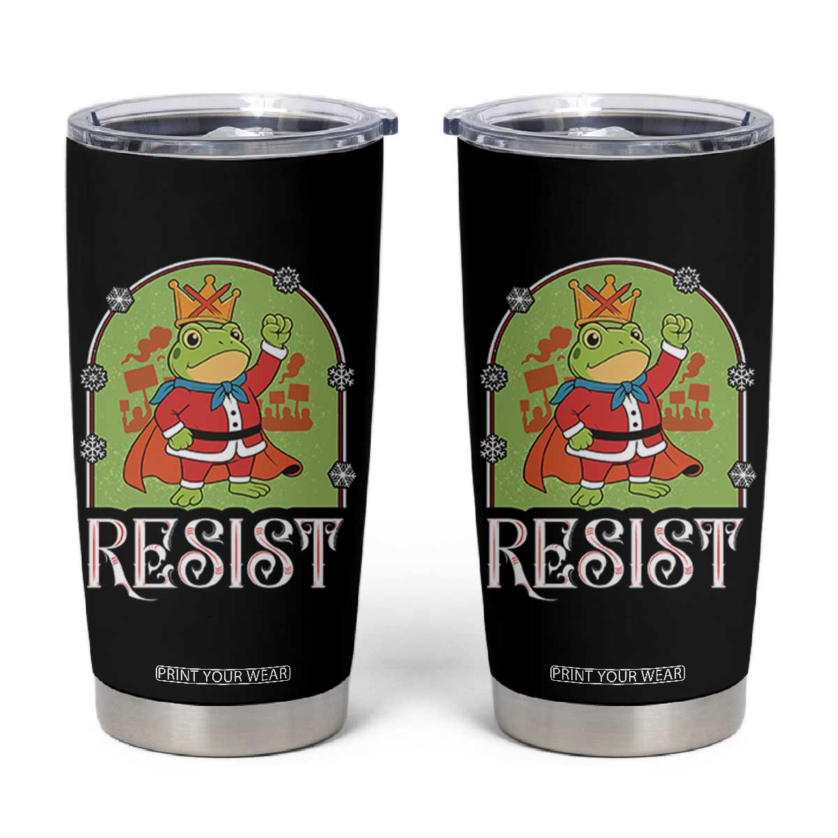 Resist Portland Frog Protest Tumbler Cup Funny No Kings Christmas Gift - Print Your Wear