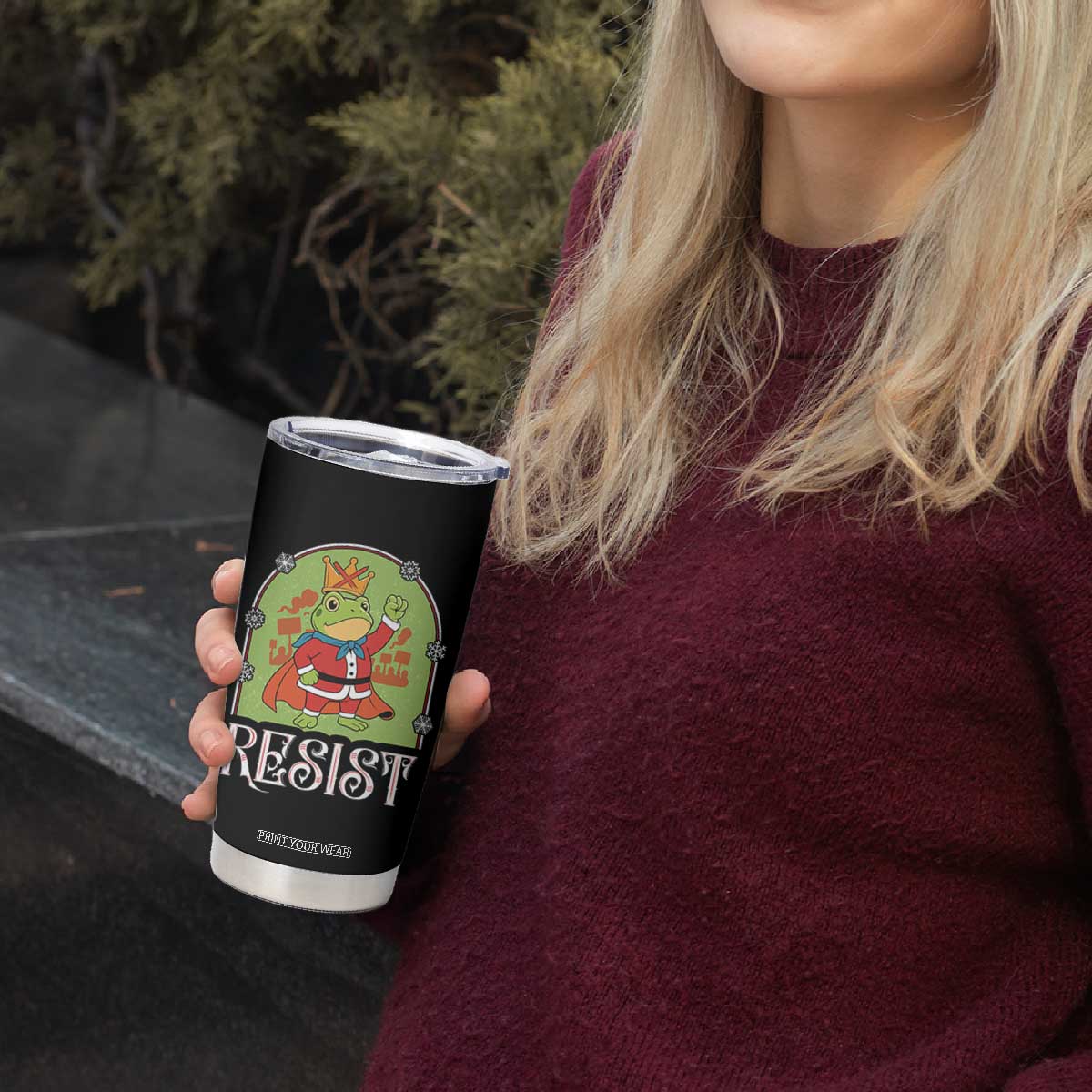 Resist Portland Frog Protest Tumbler Cup Funny No Kings Christmas Gift TS12 Print Your Wear