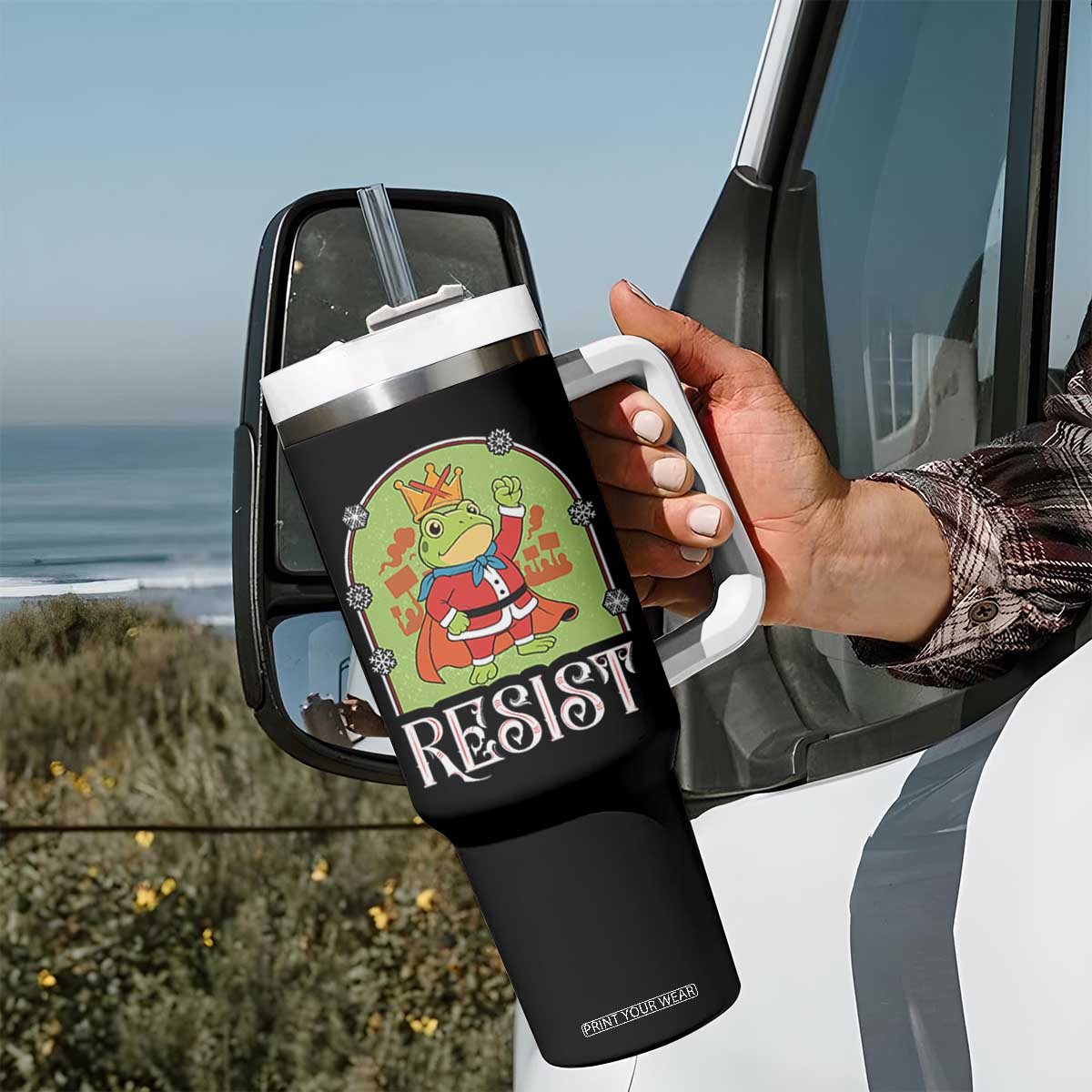 Resist Portland Frog Protest Tumbler With Handle Funny No Kings Christmas Gift TS12 Print Your Wear