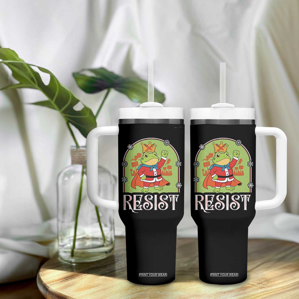 Resist Portland Frog Protest Tumbler With Handle Funny No Kings Christmas Gift TS12 Print Your Wear