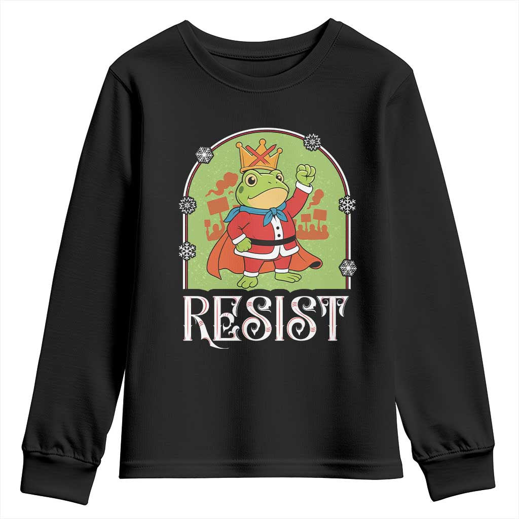Resist Portland Frog Protest Youth Sweatshirt Funny No Kings Christmas Gift - Print Your Wear