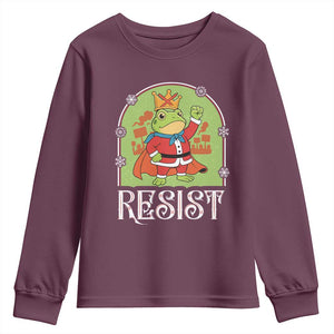 Resist Portland Frog Protest Youth Sweatshirt Funny No Kings Christmas Gift TS12 Maroon Print Your Wear