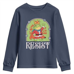 Resist Portland Frog Protest Youth Sweatshirt Funny No Kings Christmas Gift TS12 Navy Print Your Wear
