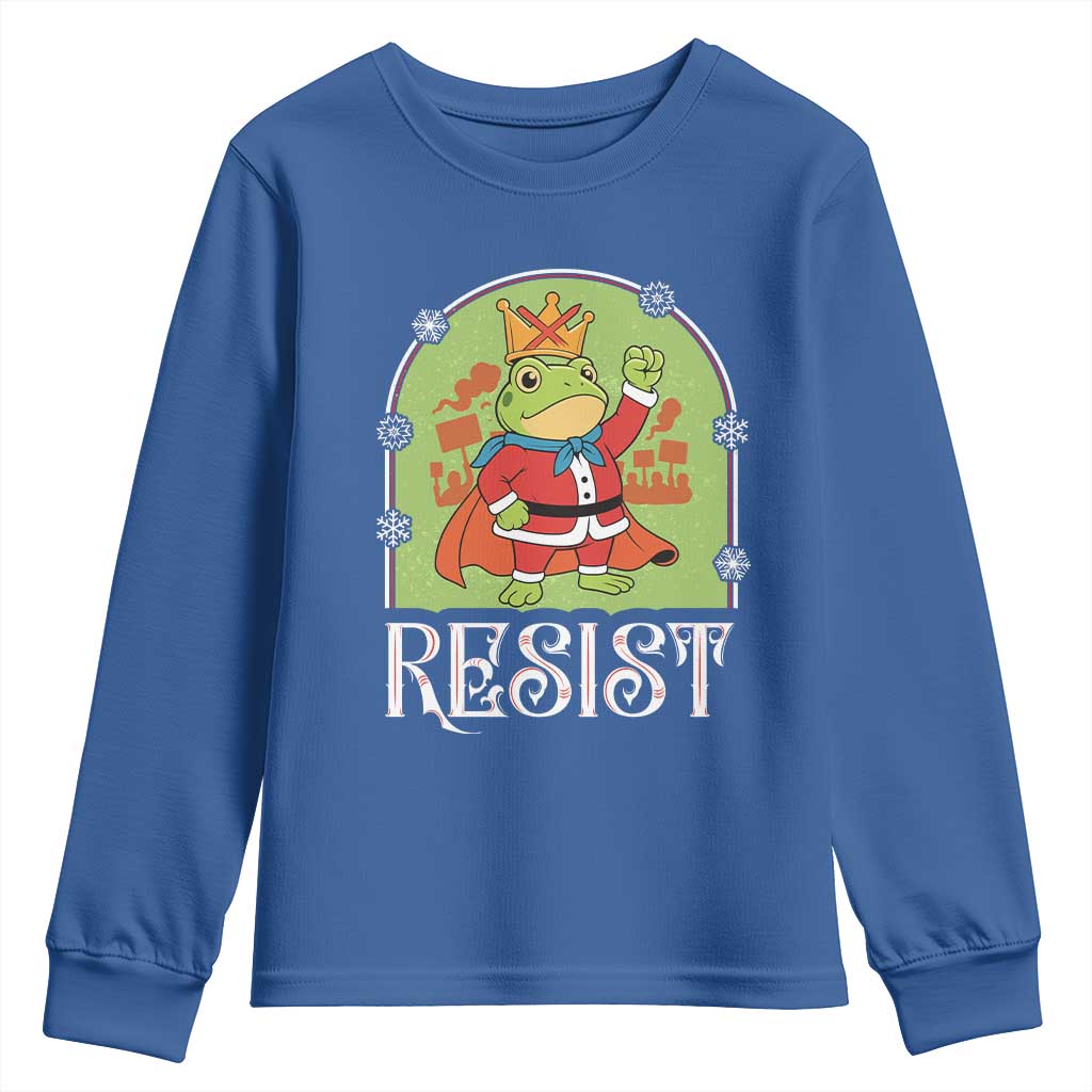 Resist Portland Frog Protest Youth Sweatshirt Funny No Kings Christmas Gift TS12 Royal Blue Print Your Wear
