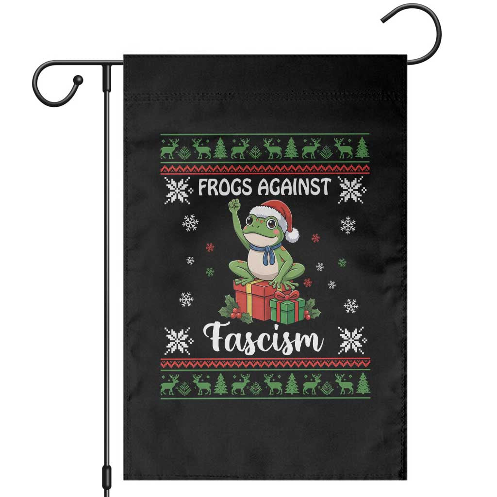 Frogs Against Fascism Ugly Sweater Garden Flag Funny Portland Christmas Frog Gift TS12 Black Print Your Wear