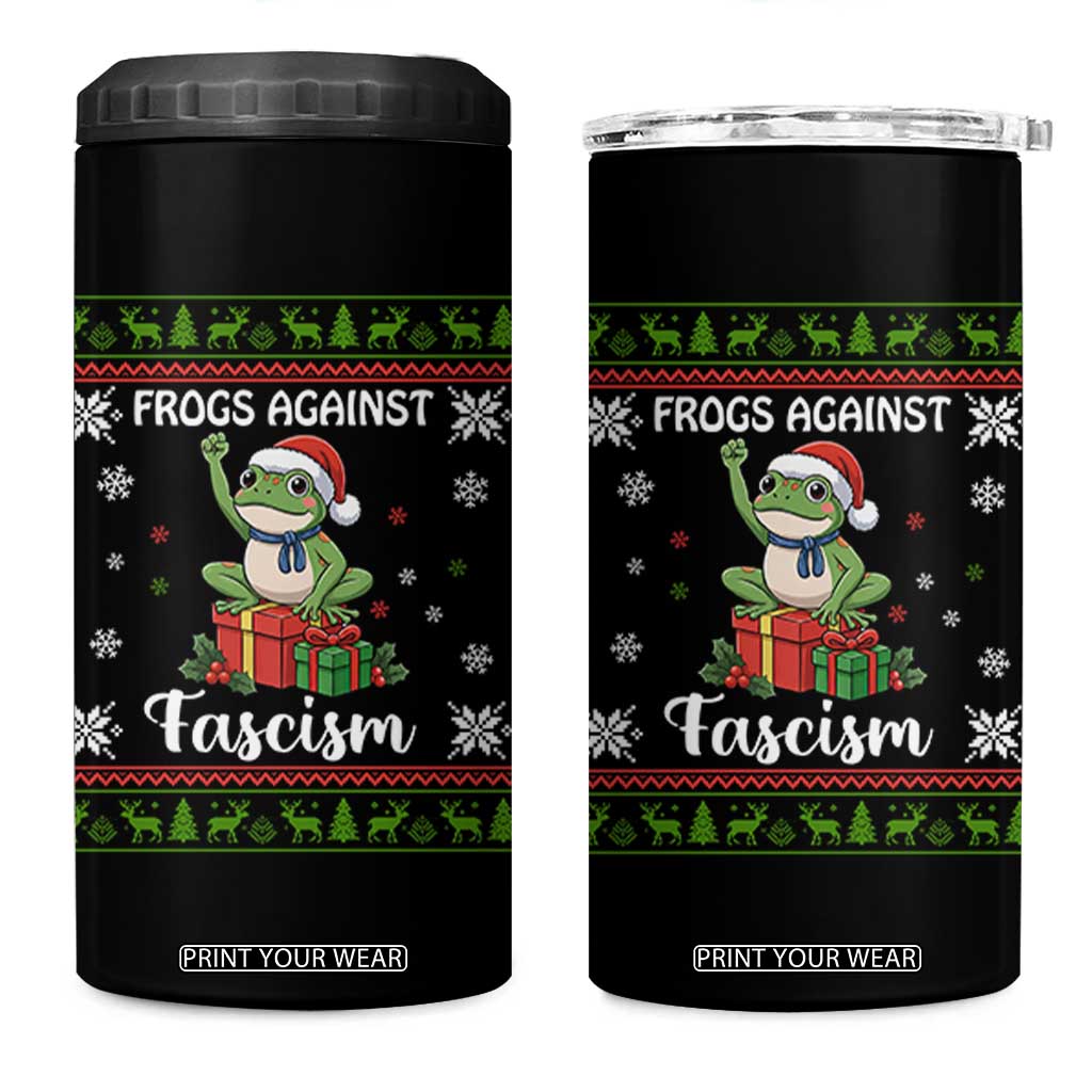 Frogs Against Fascism Ugly Sweater 4 in 1 Can Cooler Tumbler Funny Portland Christmas Frog Gift TS12 One Size: 16 oz Black Print Your Wear