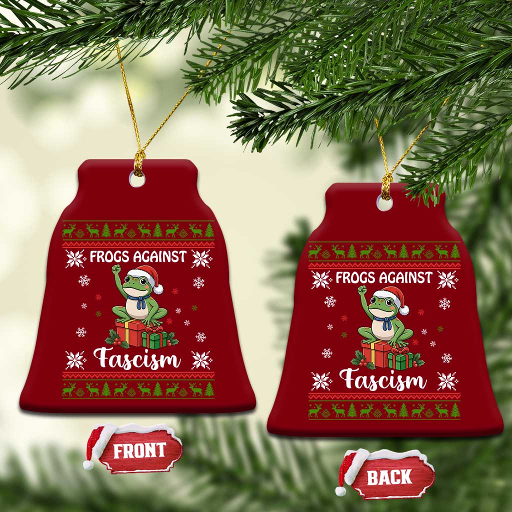 Frogs Against Fascism Ugly Sweater Ceramic Ornament Funny Portland Xmas Frog Gift TS12 Print Your Wear