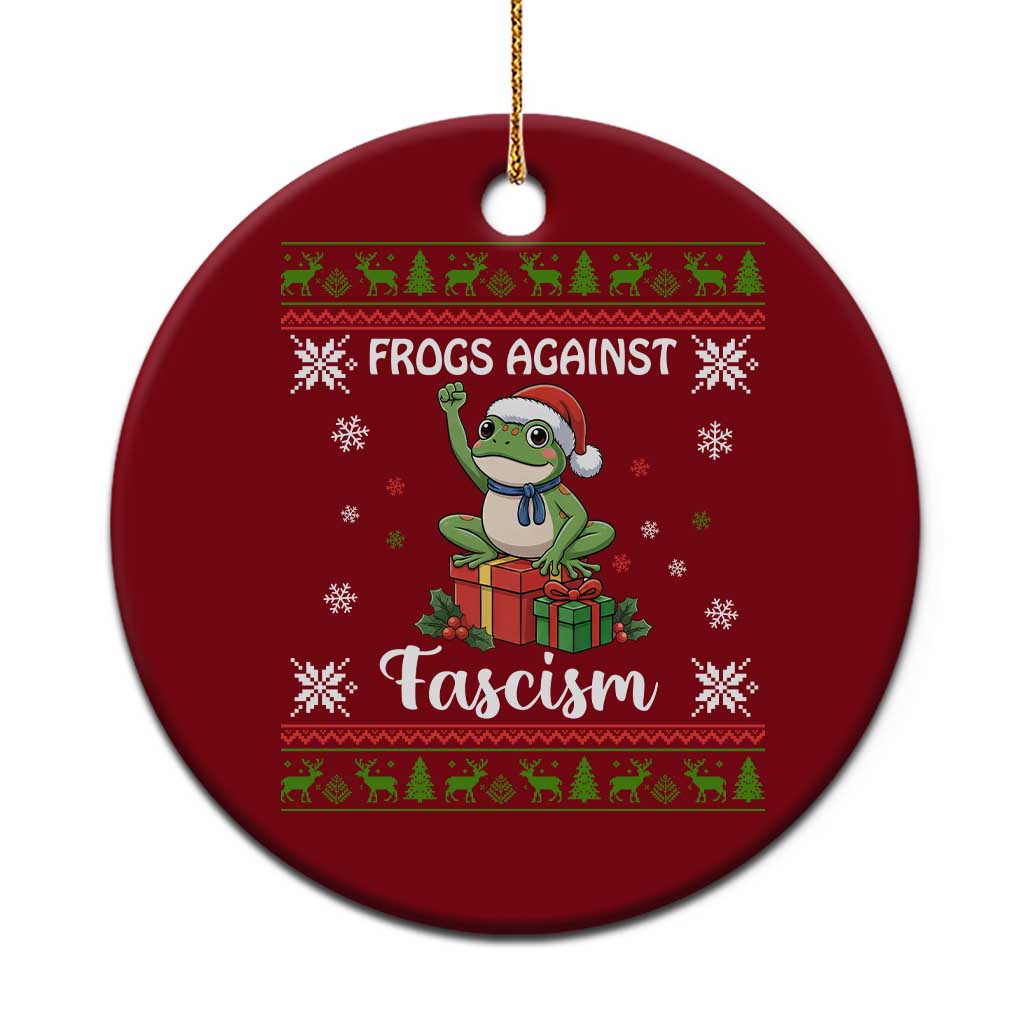 Frogs Against Fascism Ugly Sweater Ceramic Ornament Funny Portland Xmas Frog Gift TS12 1pc Red Print Your Wear