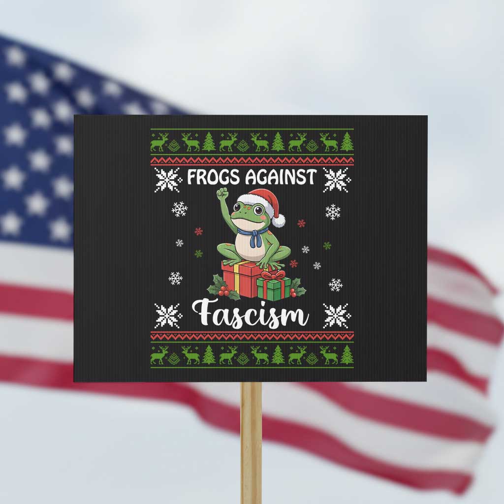 Frogs Against Fascism Ugly Sweater Protest Sign Funny Portland Christmas Frog Gift TS12 Horizontal 18