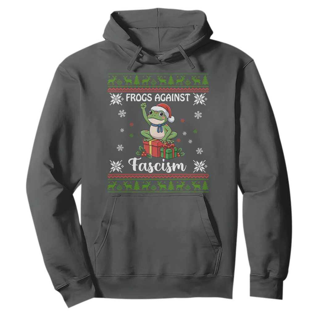 Frogs Against Fascism Ugly Sweater Hoodie Funny Portland Christmas Frog Gift TS12 Dark Heather Print Your Wear