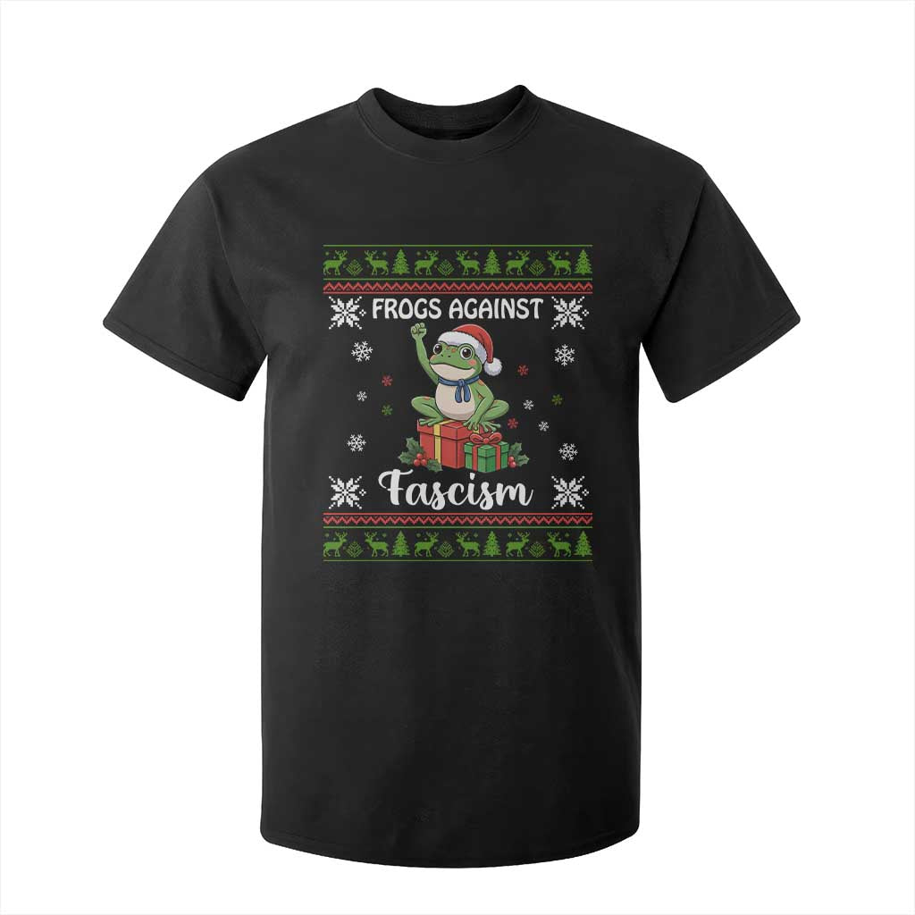 Frogs Against Fascism Ugly Sweater T Shirt For Kid Funny Portland Christmas Frog Gift TS12 Black Print Your Wear