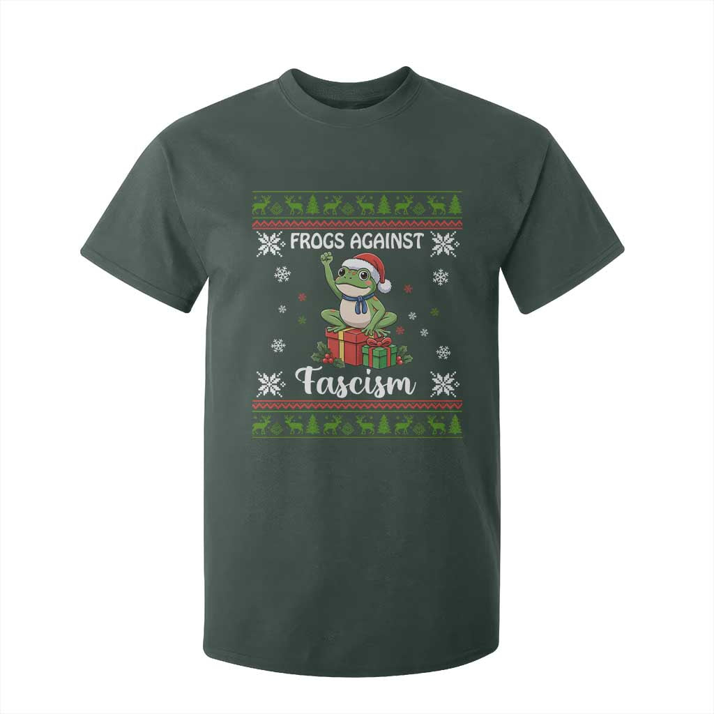 Frogs Against Fascism Ugly Sweater T Shirt For Kid Funny Portland Christmas Frog Gift TS12 Dark Forest Green Print Your Wear