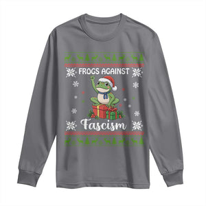 Frogs Against Fascism Ugly Sweater Long Sleeve Shirt Funny Portland Christmas Frog Gift TS12 Charcoal Print Your Wear