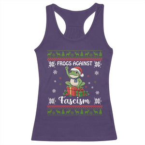 Frogs Against Fascism Ugly Sweater Racerback Tank Top Funny Portland Christmas Frog Gift TS12 Purple Print Your Wear
