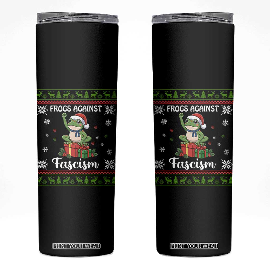 Frogs Against Fascism Ugly Sweater Skinny Tumbler Funny Portland Christmas Frog Gift TS12 Black Print Your Wear