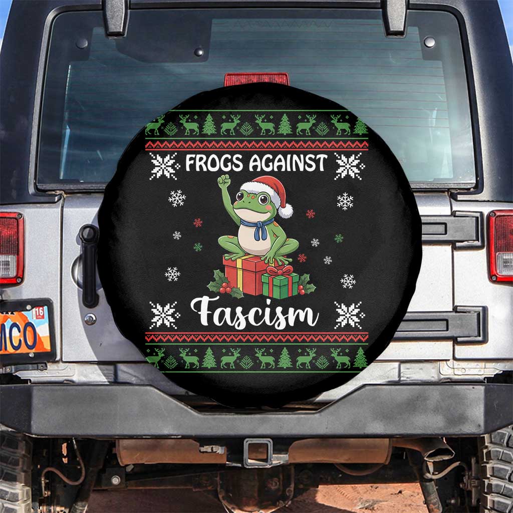 Frogs Against Fascism Ugly Sweater Spare Tire Cover Funny Portland Christmas Frog Gift TS12 No hole Black Print Your Wear