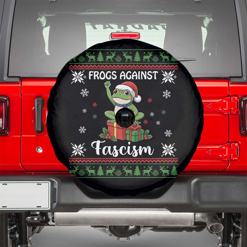 Frogs Against Fascism Ugly Sweater Spare Tire Cover Funny Portland Christmas Frog Gift TS12 Black Print Your Wear
