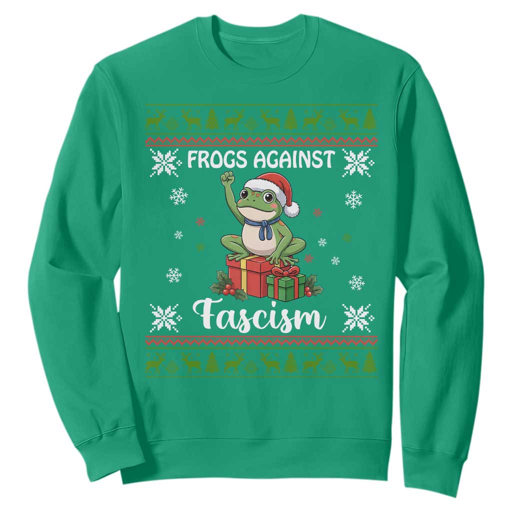 Frogs Against Fascism Ugly Sweater Sweatshirt Funny Portland Christmas Frog Gift TS12 Irish Green Print Your Wear