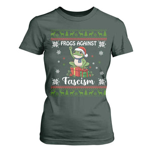 Frogs Against Fascism Ugly Sweater T Shirt For Women Funny Portland Christmas Frog Gift TS12 Dark Forest Green Print Your Wear