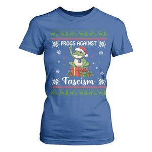 Frogs Against Fascism Ugly Sweater T Shirt For Women Funny Portland Christmas Frog Gift TS12 Royal Blue Print Your Wear