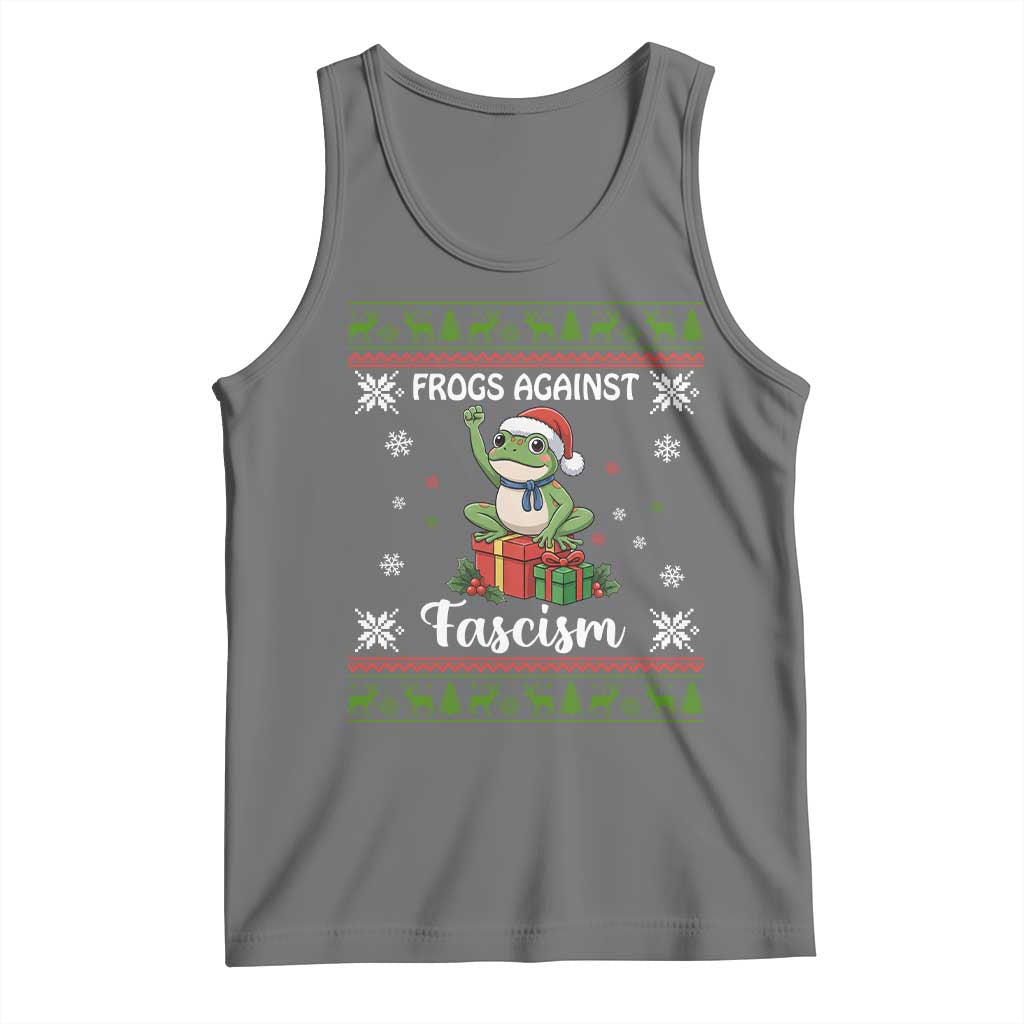 Frogs Against Fascism Ugly Sweater Tank Top Funny Portland Christmas Frog Gift TS12 Black Heather Print Your Wear