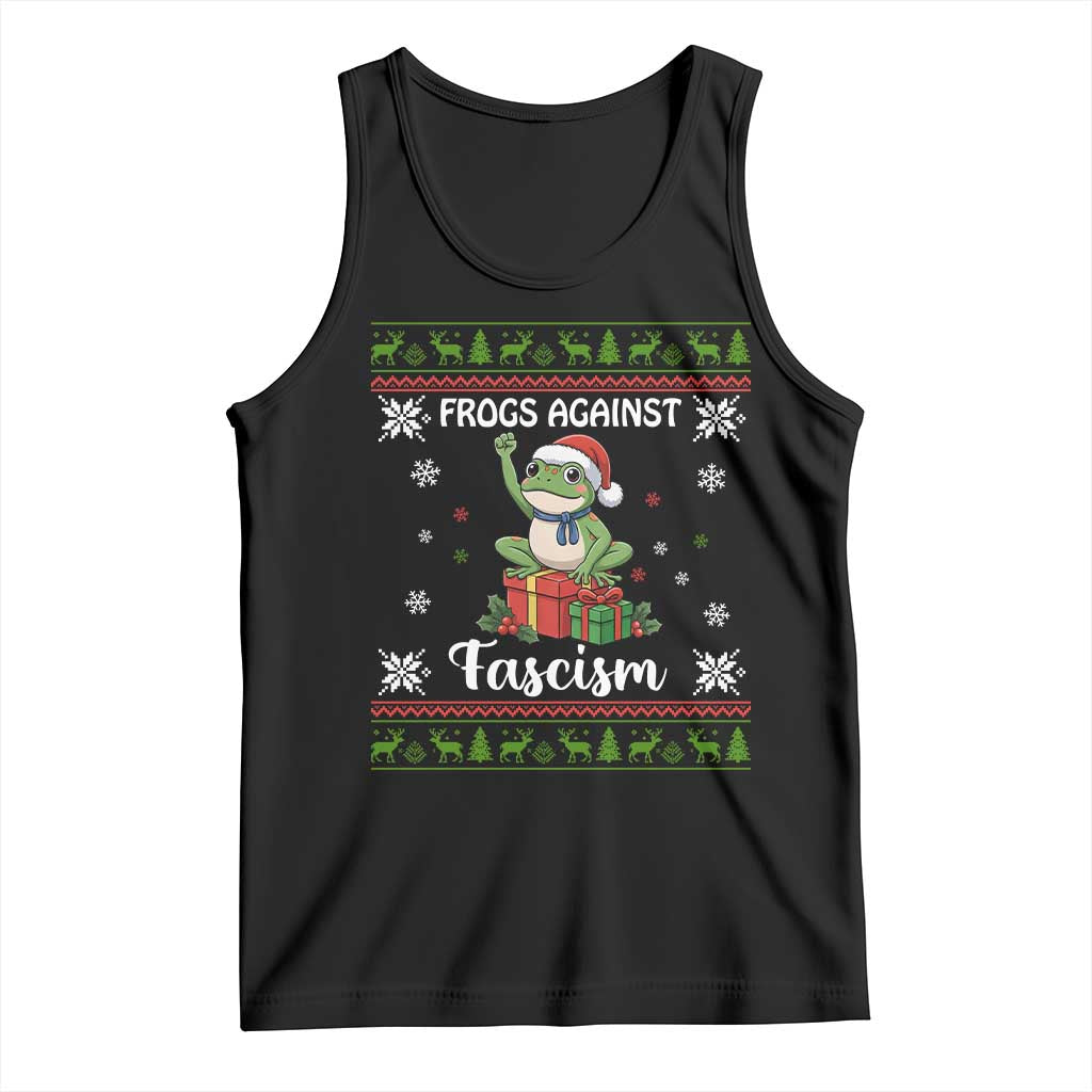 Frogs Against Fascism Ugly Sweater Tank Top Funny Portland Christmas Frog Gift TS12 Black Print Your Wear
