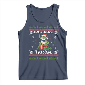 Frogs Against Fascism Ugly Sweater Tank Top Funny Portland Christmas Frog Gift TS12 Navy Print Your Wear