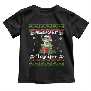 Frogs Against Fascism Ugly Sweater Toddler T Shirt Funny Portland Christmas Frog Gift - Print Your Wear