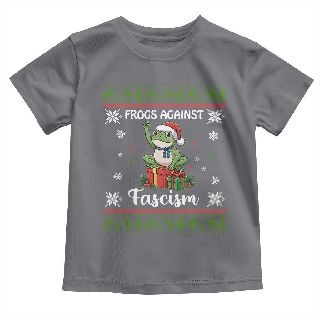 Frogs Against Fascism Ugly Sweater Toddler T Shirt Funny Portland Christmas Frog Gift TS12 Charcoal Print Your Wear