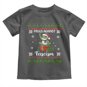 Frogs Against Fascism Ugly Sweater Toddler T Shirt Funny Portland Christmas Frog Gift TS12 Dark Heather Print Your Wear