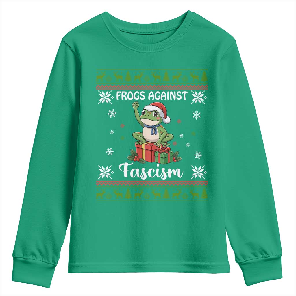 Frogs Against Fascism Ugly Sweater Youth Sweatshirt Funny Portland Christmas Frog Gift TS12 Irish Green Print Your Wear