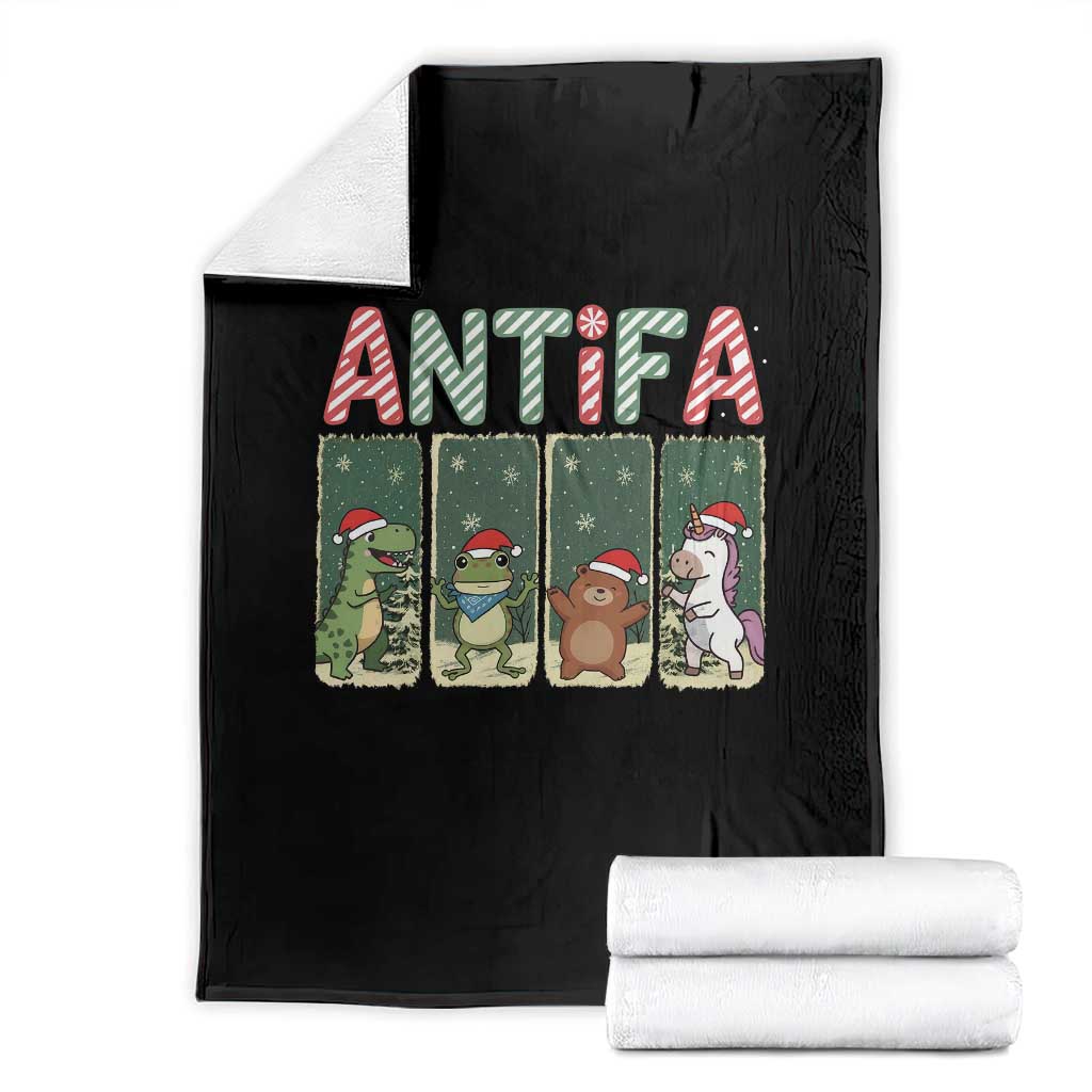 Funny Christmas Frogtifa Throw Blanket Portland Resist Frog Protest - Print Your Wear