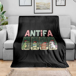 Funny Christmas Frogtifa Throw Blanket Portland Resist Frog Protest - Print Your Wear