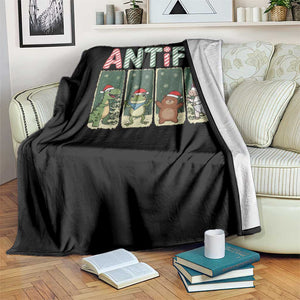Funny Christmas Frogtifa Throw Blanket Portland Resist Frog Protest - Print Your Wear