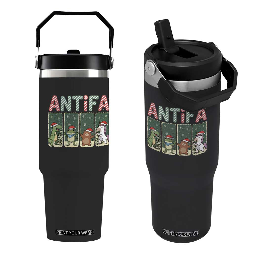 Funny Christmas Frogtifa Flip Straw Tumbler Portland Resist Frog Protest TS12 One Size: 30 oz Black Print Your Wear