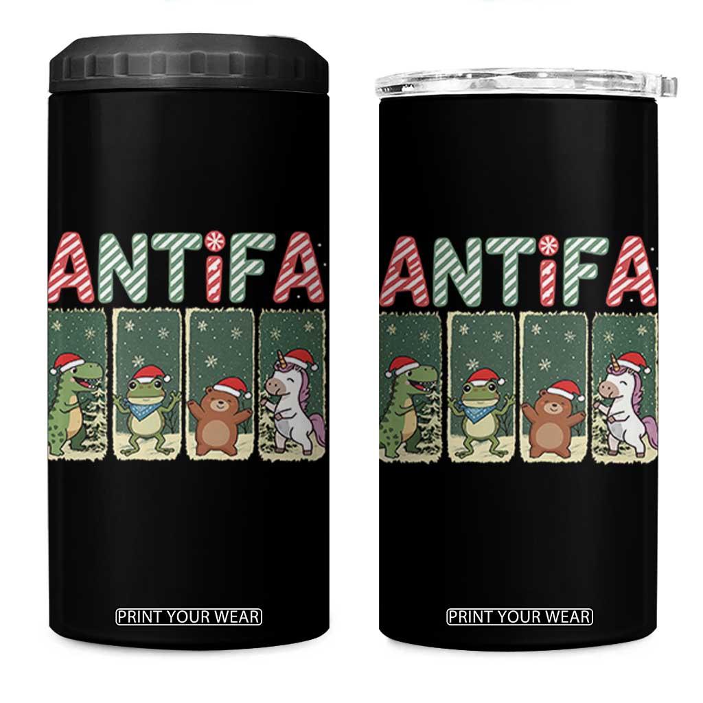 Funny Christmas Frogtifa 4 in 1 Can Cooler Tumbler Portland Resist Frog Protest - Print Your Wear