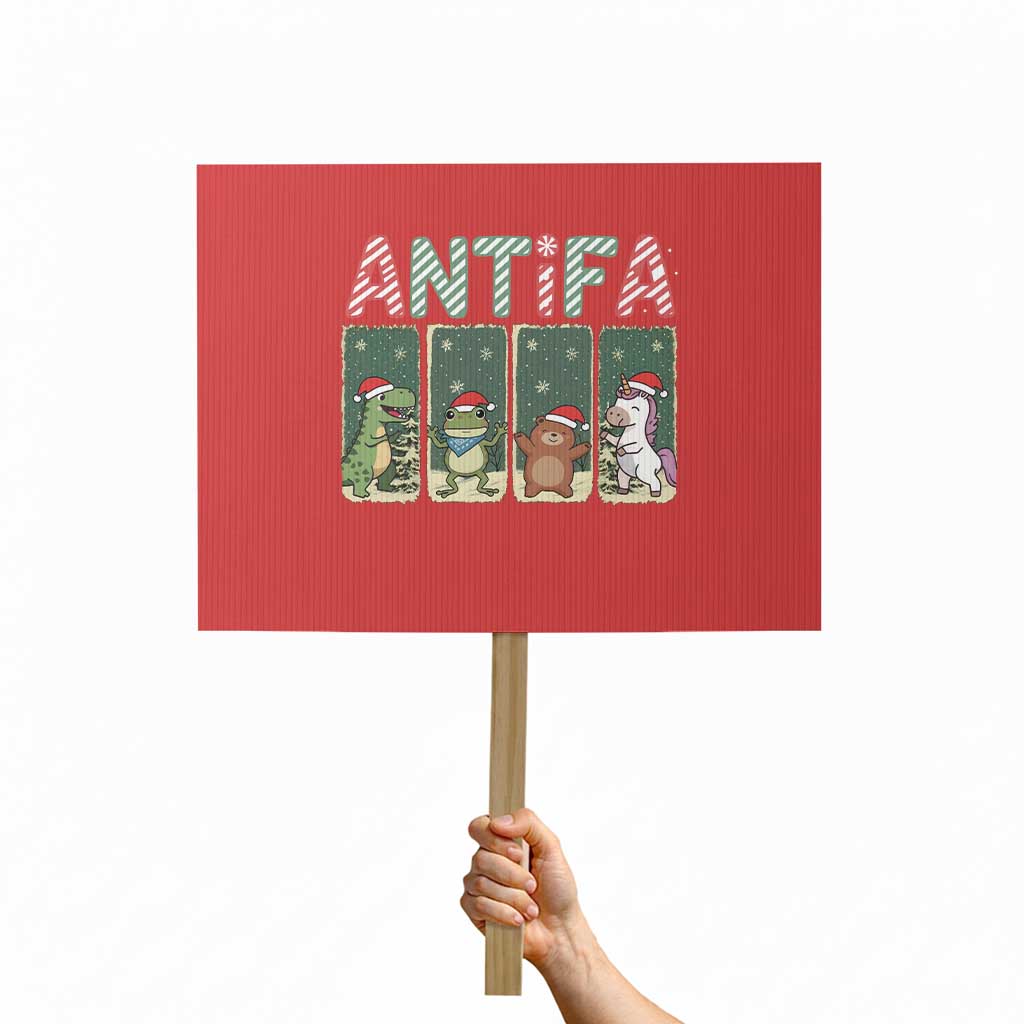 Funny Christmas Frogtifa Protest Sign Portland Resist Frog Protest TS12 Horizontal 18" × 24" Red Print Your Wear
