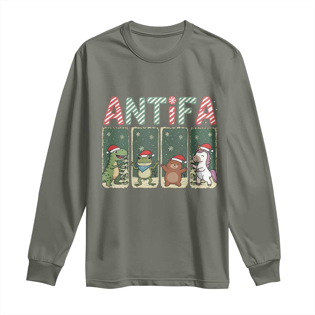 Funny Christmas Frogtifa Long Sleeve Shirt Portland Resist Frog Protest TS12 Military Green Print Your Wear