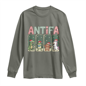 Funny Christmas Frogtifa Long Sleeve Shirt Portland Resist Frog Protest TS12 Military Green Print Your Wear