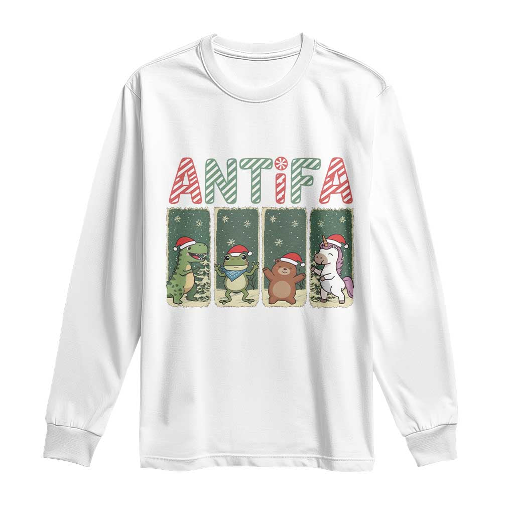 Funny Christmas Frogtifa Long Sleeve Shirt Portland Resist Frog Protest - Print Your Wear