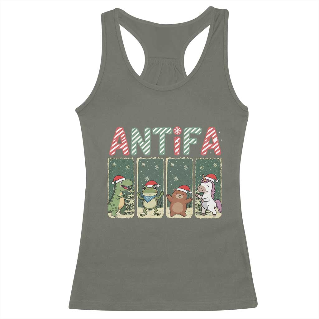 Funny Christmas Frogtifa Racerback Tank Top Portland Resist Frog Protest TS12 Military Green Print Your Wear